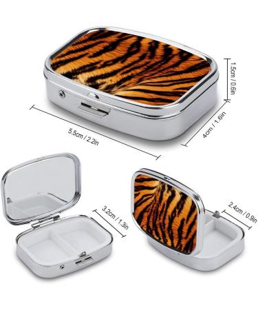 Portable Tiger Striped Pill Box 2 Compartment Metal Organizer for Medicine Stylish & Decorative Pill Case for Pocket or Purse - Buy Online on GoSupps.com