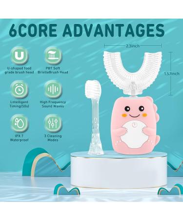Kids Electric U-Shaped Ultrasonic Toothbrush | Rechargeable, Smart Timer, 3 Brush Heads, 3 Modes, IPX7 Water Resistant | Ages 7-12 | Pink - Buy Online on GoSupps.com