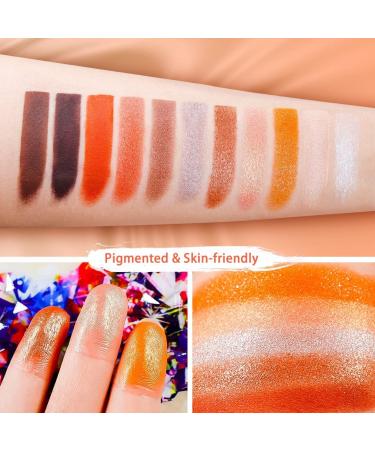 Glitter Eyeshadow Palette - 10 Highly Pigmented Shimmer & Matte Shades | Long-Lasting Velvety Texture | Includes Eyebrow Powder & Highlighter | Perfect Makeup Gift Set for All-Day Wear - Buy Online on GoSupps.com