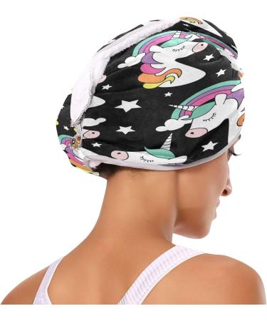 Colorful Pony & Star Dry Hair Cap Set | 2 Piece Quick Drying Towel with Button Headband | Super Absorbent & Soft - Buy Online on GoSupps.com