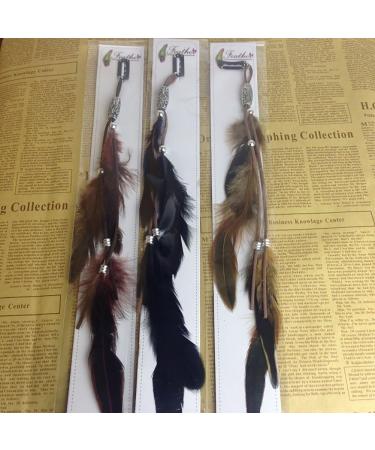 Fodat Set of 3 Handmade Boho Hippie Hair Extensions - Feather Clip Comb Headdress Hairpin DIY Accessories for Women - Buy Online on GoSupps.com