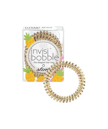 Invisibobble slim hair tie fruit fiesta #gntm i 3x thin hair tie in a warm gold tone for girls women I designed in the heart of Munich Pineaplle Gold