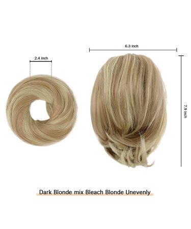 BARSDAR HAARDIAD Hair Extensions - Straight Synthetic Hair Ponytail Scrunchie for Women - 20cm Light Ash Brown & Bleach Blonde - Buy Online on GoSupps.com