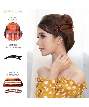 RC Roche 2-Piece Oval Hair Clip Set for Women - Strong Dragonfly Hair Clips in Black & Brown - Perfect for Medium Hair - Buy Online on GoSupps.com