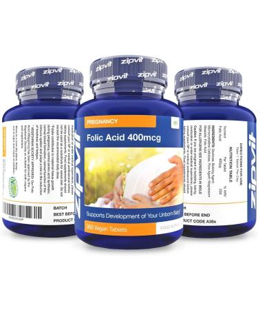 400mcg Folic Acid Folate (Vitamin B9) 360 Vegan Tablets | Prenatal Vitamin for Maternal Tissue Growth | Reduce Fatigue | 1 Year Supply - Buy Online on GoSupps.com