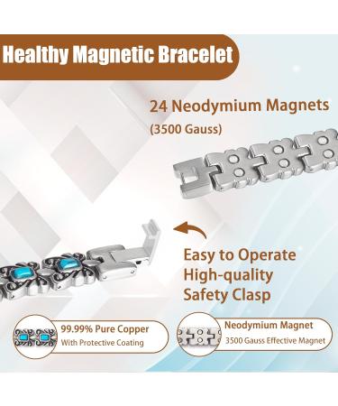 EnerCoppeX Magnetic Bracelets for Women Stainless Steel Bracelet with Effective Healing Magnets Adjustable Jewelry Gift (STB-2318) - Buy Online on GoSupps.com