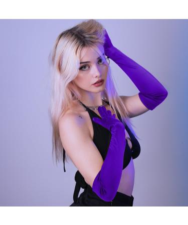 NQEUEPN Women Long Gloves Long Elbow Satin Gloves 21" Stretchy 1920s Opera Gloves Hand Care Moisturizing Gloves for Women Girls Evening Party Dance (Purple) - Buy Online on GoSupps.com