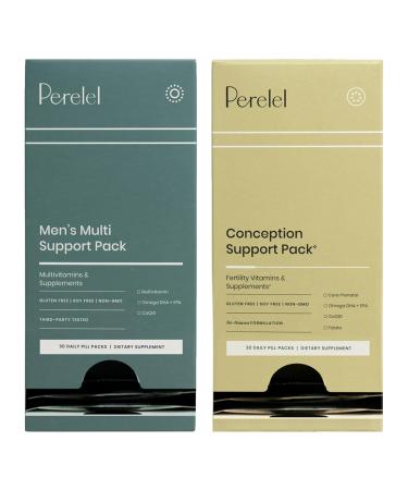 Perelel Conception Support Pack & Men's Multi Support Pack Prenatal Multivitamin for Fertility Wellness & Daily Multivitamin for Men's Wellness 60 Daily Pill Packs