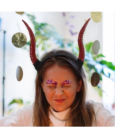 Kichvoe Halloween Horns Headband Sheep Horn Hair Hoop Devil Demon Horns Cosplay Fancy Dress Photo Props Hair Accessory Christmas Halloween Decoration - Buy Online on GoSupps.com