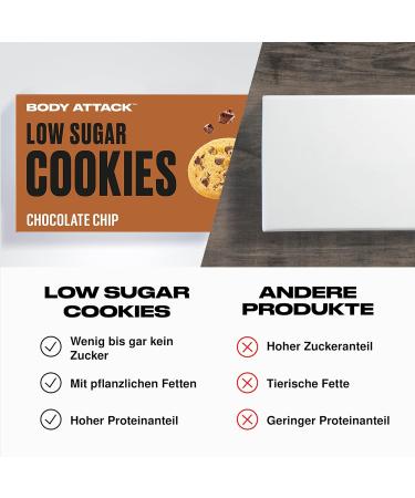 Body Attack Low Sugar Chocolate Chip Cookies - 130g | Delicious Protein Snack Aspartame-Free Made in Germany - Buy Online on GoSupps.com