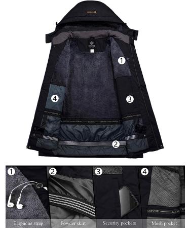 GEMYSE Men's Mountain Waterproof Ski Snow Jacket - Black, Windproof & Rain Resistant (Medium/Large) - Buy Online on GoSupps.com