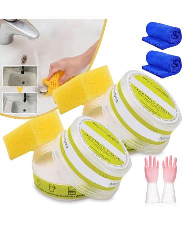 Cohbskj Eco-Friendly Cleaning Stone Clean It Cleaning Stone Cleaning Pebble Stone Shower Floor Multi Purpose Cleaning Stone for Bathroom Kitchen with Sponge (2 PCS)