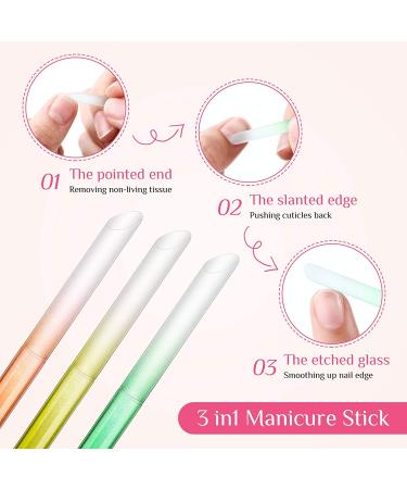 6-Piece Glass Cuticle Pusher & Nail File Set - Yellow, Orange, Blue, Green, Pink, Purple - Buy Online on GoSupps.com