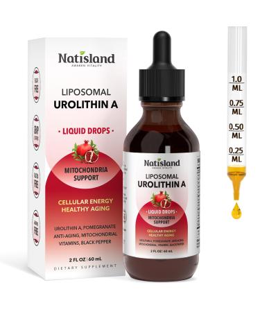 Liposomal Urolithin A Liquid Drops Urolithin A Supplement with Pomegranate Extract for Healthy Aging Antioxidant & Mitochondrial Support Non-GMO 2 Fl Oz