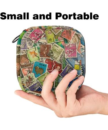 Old Vintage Japanese Mix Stamp Sanitary Napkins Storage Bag - Portable Menstrual Cup Pocket with Zipper for Teenage Girls & Women - Buy Online on GoSupps.com