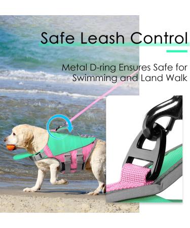 ThinkPet Adjustable Dog Life Jacket | Reflective Buoyancy Vest for Safe Water Adventures - Mint Green & Pink S - Buy Online on GoSupps.com