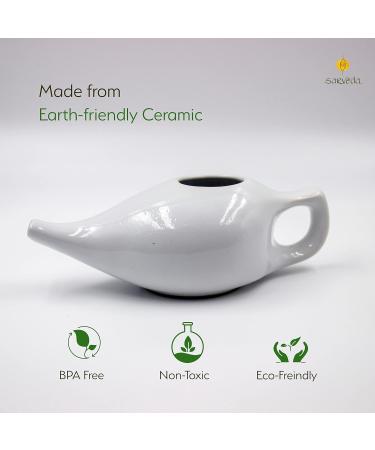 Sarveda Ayurvedic Neti Pot for Nasal Cleansing & Sinus - Handcrafted Ceramic (Blue) - 185ml - Buy Online on GoSupps.com