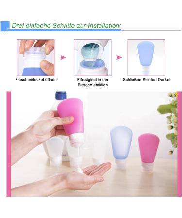 Silicone Travel Bottle Set - Leak-Proof Caps | 3-Piece Set in Blue White & Pink | Airplane Portable Travel Toilets - Buy Online on GoSupps.com