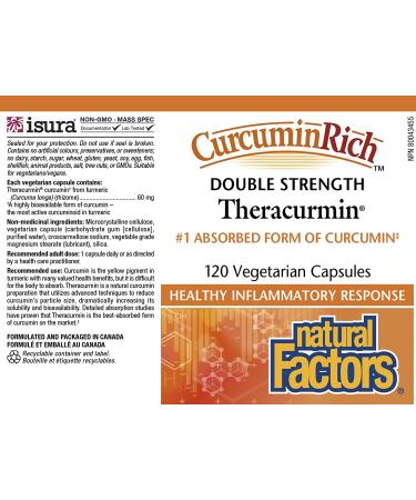 CurcuminRich Double Strength Theracurmin - 120 Vegetarian Capsules | Natural Factors - Buy Online on GoSupps.com