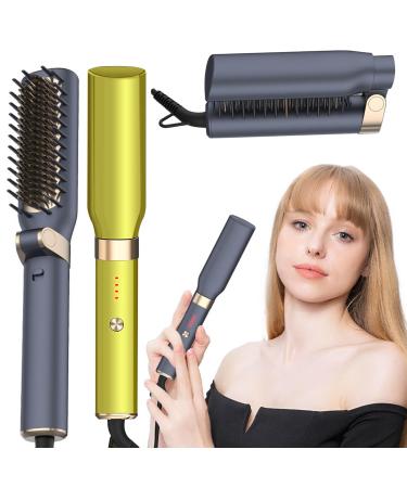 Sanyi Upgraded hot air Comb Portable Hair straightening Brush Heated Comb Teeth one-Touch Folding for Women Any Hair Type can Easily Handle (Avocado Green)