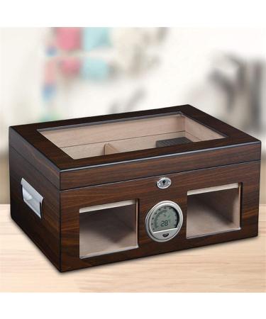 Cigar Box with Hygrometer Glass Top Holds 120 Cigars Double Layer Professional - Buy Online on GoSupps.com