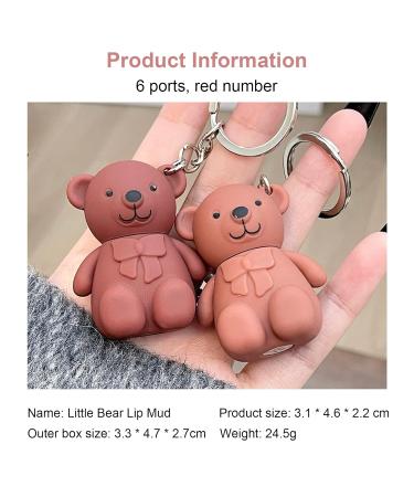 6 Color Cute Bear Matte Lip Mud Keychain Lipstick Set - Waterproof & Long Lasting Lip Glaze Cosmetics for Women - Buy Online on GoSupps.com