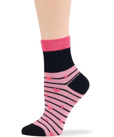 Women's Cotton Diabetic Quarter Novelty Socks - 4 Pack | Large Size 10-12 | Heart Stripe Flower Designs | Comfortable & Stylish Socks for Shoe Size 8-12 - Buy Online on GoSupps.com