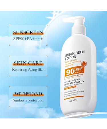 High SPF Sunscreen - Large Capacity SPF 90 Sun Screen Protector for Face & Whole Body - Outdoor Travel Size Sport 90 SPF Sunscreen Moisturizer 220G - Buy Online on GoSupps.com