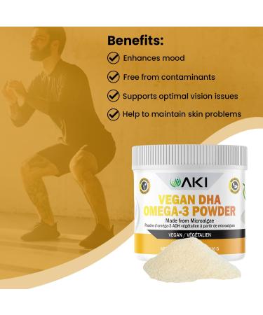 AKI Omega 3 DHA Micro Algae Powder Supplements - Plant Based Keto Vitamin - Alternative to Fish or Krill Oil - Vegan & Non-GMO (4.58oz/130g) 4.6 Ounce (Pack of 1) - Buy Online on GoSupps.com
