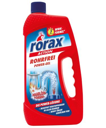 rorax Rohrfrei Power-Gel drain cleaner pipe cleaner for kitchen & bathroom removes blockages pack of 6 (6 x 1000 ml)