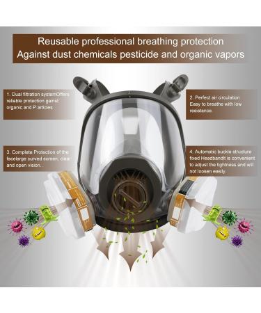 Reusable full face mask with activated carbon air filter for protection from gases dust spray paint welding chemicals and other work - Buy Online on GoSupps.com