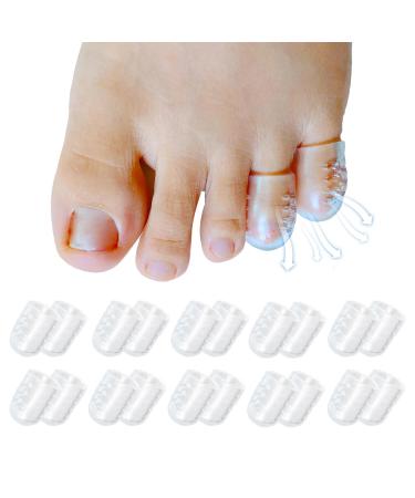 Breathable Gel Pinky Toe Protectors 20 Pack Silicone Toe Sleeves Transparent Foot Corn Cushions Pads Little Toe Caps for Bunion Blisters Corns Hammer Toes Toenails Loss Friction Pain Relief 20 Pack for Pinky