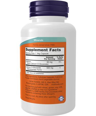 Now Foods Calcium D-Glucarate 500 mg - 90 Vegan Capsules for Detox & Health - Buy Online on GoSupps.com