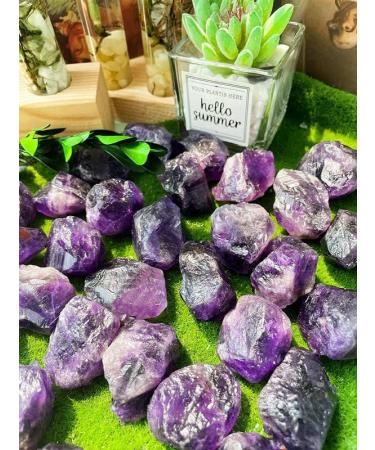 DUQGUHO Amethyst Natural Crystal Quartz Bulk Raw Rough Healing Crystal Stones Reiki Crystal Stone Tumbling Cabbing Fountain Rocks Polishing Cutting Gemstone 0.45 lbs 02 Amethyst - Buy Online on GoSupps.com
