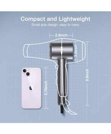 Ionic Hair Dryer - 150000 RPM Professional High-Speed 3 Speeds & 5 Temps Low Noise for Home & Travel - Grey - Buy Online on GoSupps.com