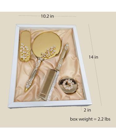 Vintage Gold Make-Up Mirror & Hairbrush Set | Antique Comb & Mirror Set for Beauty | Elegant Make-Up Accessories - Buy Online on GoSupps.com