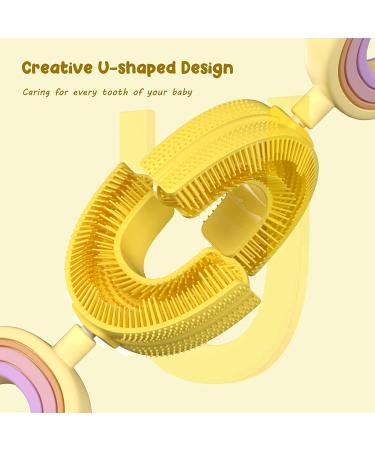 Kids U-Shaped Toothbrush with Soft Silicone Head | 360 Cleaning for Ages 6-12 | Yellow Rainbow Design - Buy Online on GoSupps.com