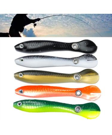 10 Pcs Soft Bionic Swimming Fishing Lures Loach Artificial Bait with Rotating Spins Tail Slow Sinking Bass Swimbaits Simulation Saltwater Freshwater Fake Baits for Pike Trout Mixed Color 5pcs