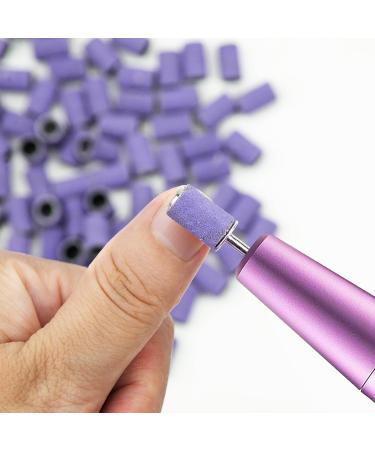 Nail Sanding Bands 100Pcs Purple 150# Grit for Nail Drill - Mandrel Bits Included - Ideal for Acrylic Nails & Gel Manicures - Buy Online on GoSupps.com