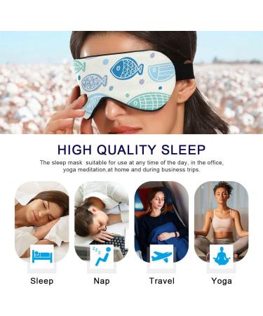 Adjustable Light Blocking Eye Mask for Deep Sleep - Men and Women - Travel, Yoga, Meditation - Cute Cartoon Fish Design - Buy Online on GoSupps.com