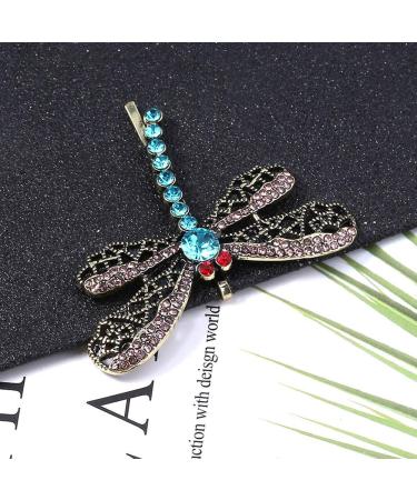 Vintage Rhinestone Dragonfly Hair Clips Set - Elegant Alloy Barrettes for Women - Buy Online on GoSupps.com