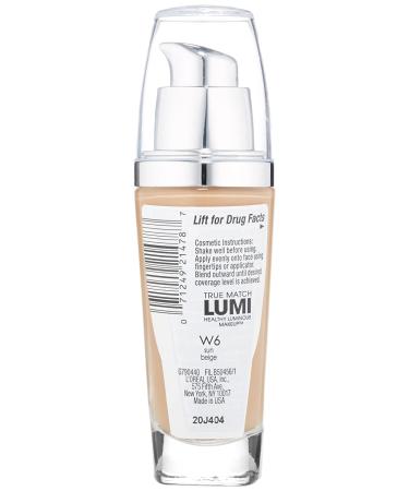 L'Oreal True Match Healthy Luminous Makeup SPF 20 - W6 Sun Beige, 1 fl oz (30 ml) - Buy Online on GoSupps.com