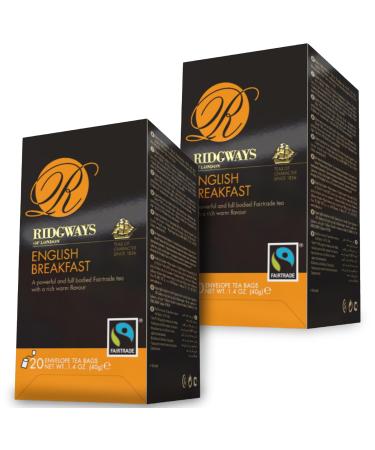 Ridgways English Breakfast Enveloped Tea Bags | 20 Bags Per Pack | 2 Pack