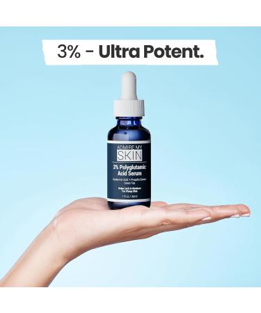 Admire My Skin Organic Polyglutamic Acid Serum - Hydrating Anti-Aging Formula with Hyaluronic Acid & Propolis | 1oz - Shop Internationally - Buy Online on GoSupps.com