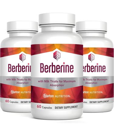 Barton Nutrition Berberine HCL 800mg, 60 Capsules - Plus with Milk Thistle for Optimal Absorption - Supports Metabolism and cadiovascular Health - Buy Online on GoSupps.com