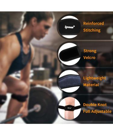 IPOW 2 Pack Knee Strap for Pain Relief & Patellar Tendon Support - Adjustable Brace for Basketball, Running, Volleyball - Black - Buy Online on GoSupps.com
