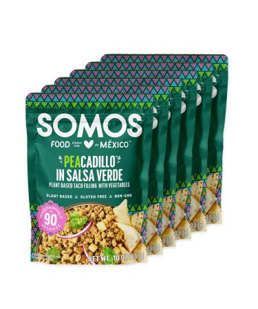 SOMOS Peacadillo Salsa Verde Plant Based Taco Filling 10 oz Pouch (Pack of 6) Gluten Free Non-GMO Vegan Microwavable Meals Ready to Eat