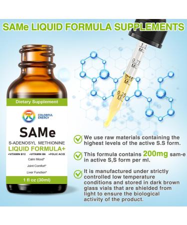 7c Sam e Liquid Supplement (S-Adenosylmethionine) Vitamin B6 B12 Added to Enhance Sam-e Effectiveness 98% Absorption Vegan Non-GMO Gluten-Free 1 Fl Oz - Buy Online on GoSupps.com
