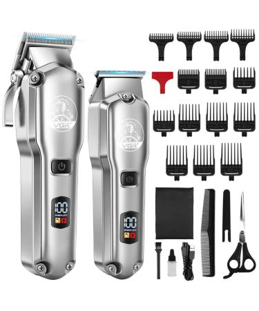 VGR Professional Hair Clippers and Hair Trimmer for Men Cordless Barber Kits LED Display Waterproof