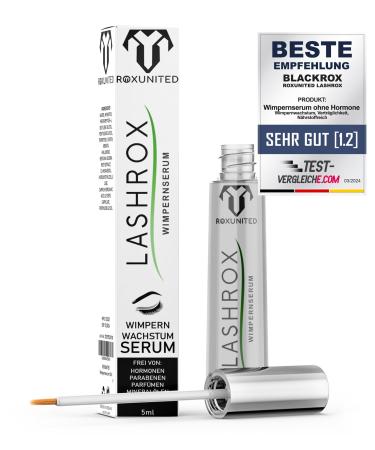 BLACKROX ROXUNITED Organic Eyelash Serum 5ml Hormone-Free Comparison Winner with Biotin and Caffeine Contains Natural Ingredients Promotes Thicker Stronger Eyelashes Vegan